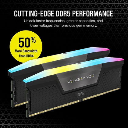 Corsair Ram Desktop VENGEANCE RGB 32GB (2x16GB) DDR5 7200MHz Black