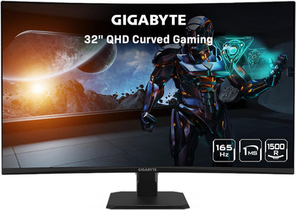 Gigabyte LED Monitor GS32QC 31.5 Inch QHD 1440p 165Hz 1ms FreeSync Premium Curved