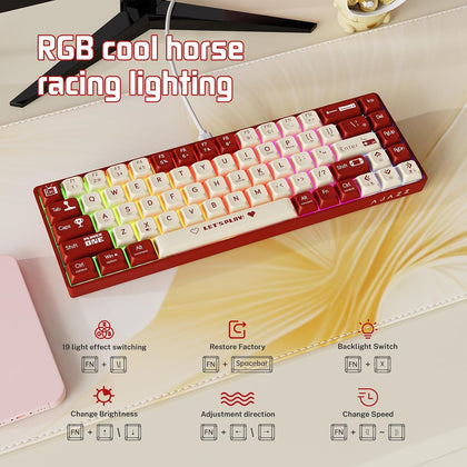 AJAZZ Keyboard AK680 Mechanical Gaming Keyboard Wired Red and White