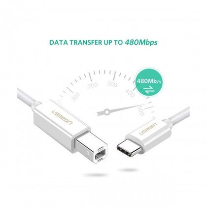 UGREEN Cable USB-C to USB 2.0 Print Cable 1.5m (White)