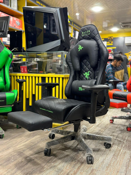 Razer Gaming Chair Reclining X shape With Footrest 180 Degree (Black)