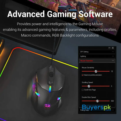 Redragon Centrophorus M601 Rgb Gaming Mouse Backlit Wired Ergonomic 7 Button Programmable with - Price in Pakistan