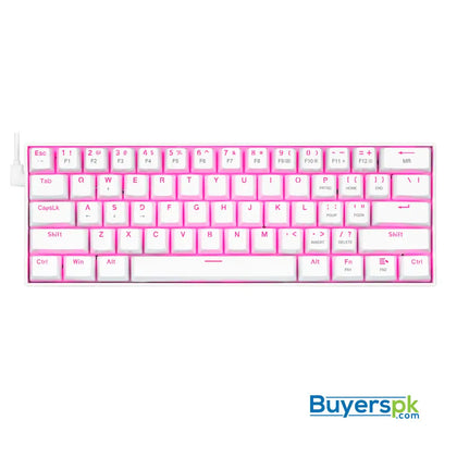 Redragon K630w Dragonborn 60% Wired Gaming Keyboard White - Pink Led Backlit - Price in Pakistan