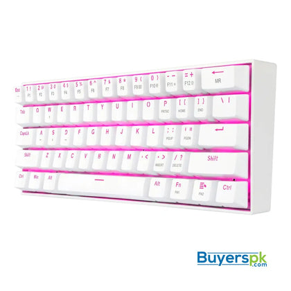 Redragon K630w Dragonborn 60% Wired Gaming Keyboard White - Pink Led Backlit - Price in Pakistan