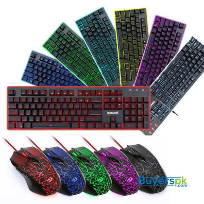 Redragon S107 PC Gaming Keyboard and Mouse Combo & Large Mouse Pad Mechanical Feel RGB Backlit & Edge Side Light Illumination Keyboard 3200