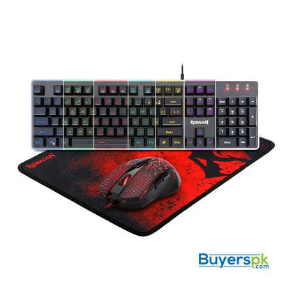 Redragon S107 PC Gaming Keyboard and Mouse Combo & Large Mouse Pad Mechanical Feel RGB Backlit & Edge Side Light Illumination Keyboard 3200