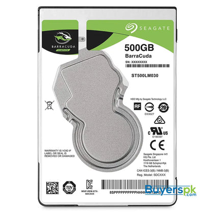 Seagate BarraCuda Mobile Hard Drive 500GB SATA 6Gb/s 128MB Cache 2.5-Inch 7mm (ST500LM030) 2 Yrs Warranty - Hard Drive