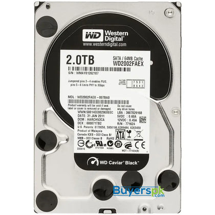 Wd Hdd Hard Disk Drive 2tb Caviar Black used Wd2002faex - Price in Pakistan